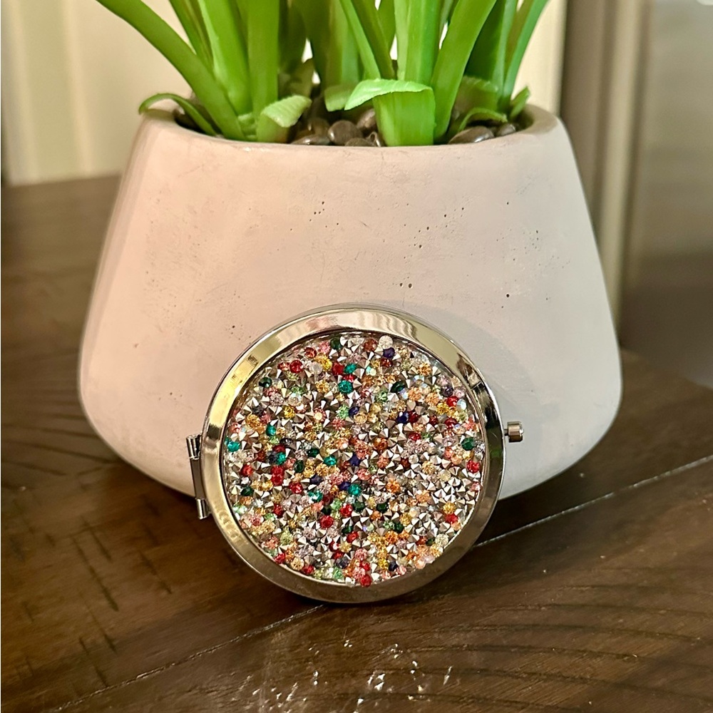 Multicolor Dual Sided Compact Mirror (Jeweled with a ‘Glitter Touch.’)